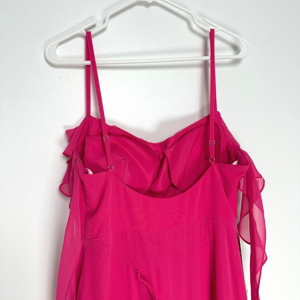 Barbie x Azazie 1001 Ruffle Maxi Dress Barbie Pink Formal Gown Size A8 NEW - Picture 9 of 15